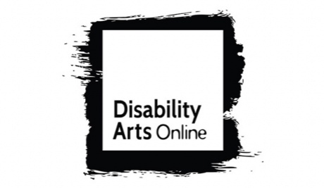 Disability Arts online in black font within a white square. 