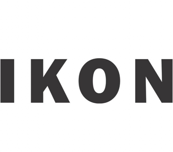White background with black, bold, text reading IKON.