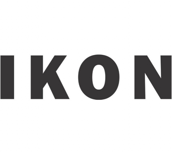 Ikon logo. A white background with ikon on capitalised, bold, black text.
