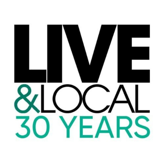 Live & Local in a black text with 30 Years in green below. The logo is set against a white background.