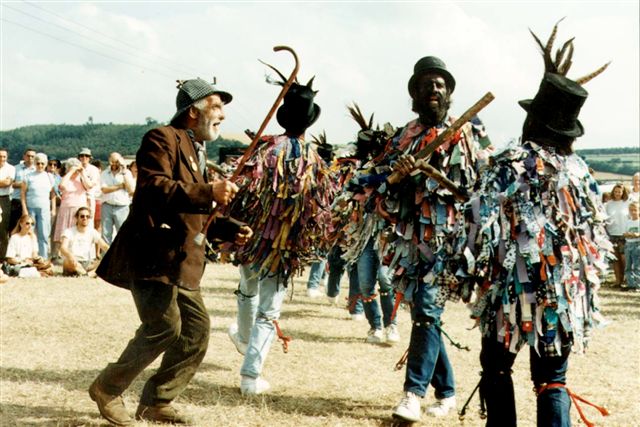 Bill Lock of Clun dancing with the Shropshire Bedlams.