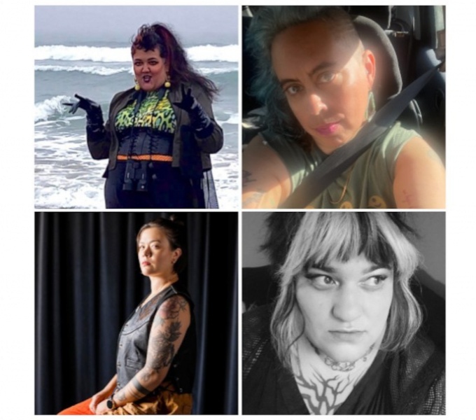 A two by two photo grid of portraits of the panel.