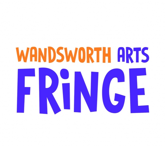 Fringe festival logo. Wandsworth is written in bright orange, with the words Arts Fringe in purple. The logo is set against a white background.