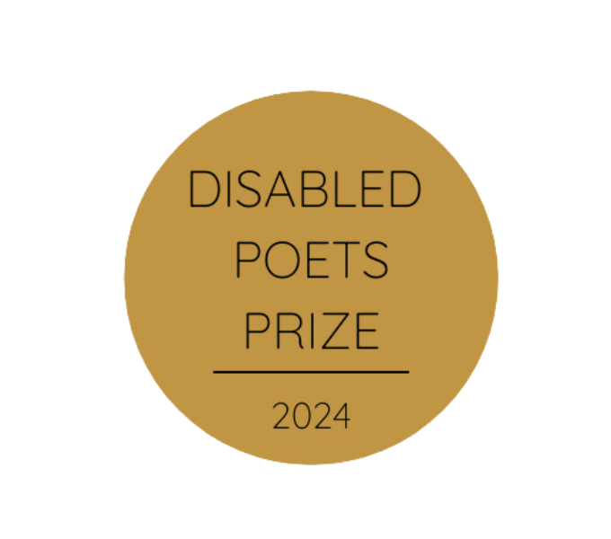 A white background with a god circle. Inside the circle in slim black font is the text; Disabled Poets Prize 2023