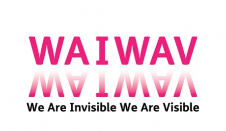 White background with the project WAIWAV in bright magenta pink. Below in black font is the full title: We Are Invisible We Are Visible