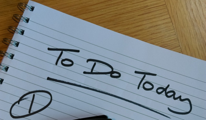 Lined paper with the words; To Do Today, written in black pen.