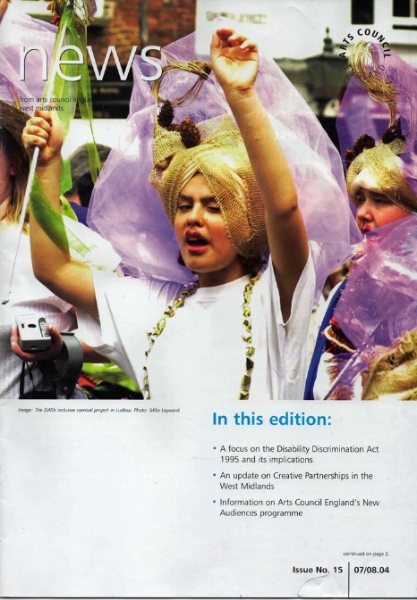 Disability arts news from Arts Council England in August 2004